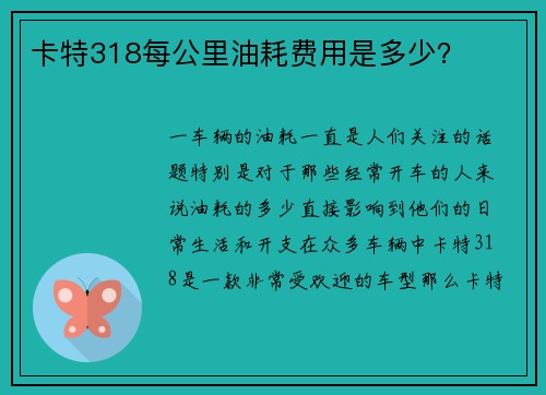 卡特318每公里油耗费用是多少？